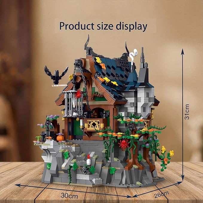 Medieval Modular Halloween Haunted Mansion Building Set for Adults - Castle Architecture with Cave Detachable Roof &amp Detailed Interior