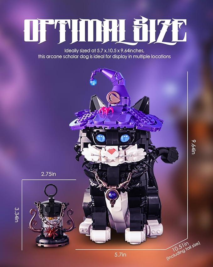 SEMKY Arcane Scholar Cat Building Block Set (1128 Pieces) -Building Blocks Gifts for Kid and Adult