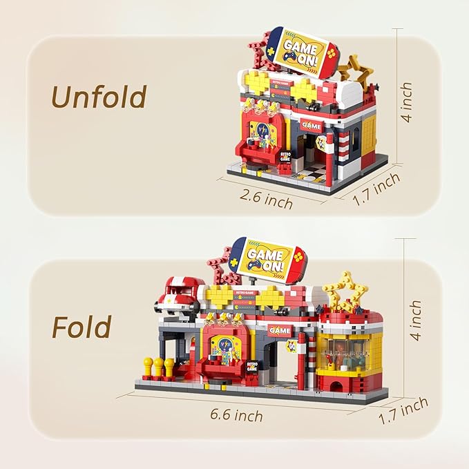 Retro Arcade Building Blocks 925pcs Foldable Architecture Toy Building Set for Adults and Teen Boys Girls- STEM Learning Resources Valentine's Day Home Decoration