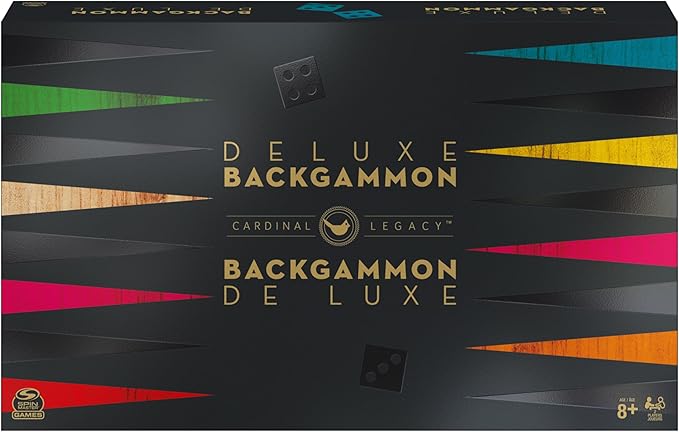 Spin Master Games Legacy Deluxe Wooden Backgammon Classic 2-Player Original Board Game Set with Cups and Dice for Kids and Adults Aged 8 and up