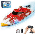 25KMH RC Remote Control Boat with LED Lights Self-Righting Low Battery Alert 2.4GHz with 800 mAh Lithium battery Waterproof Electric Fast Speed Boat for Pool &amp Lake Toy for Boys Girls Red