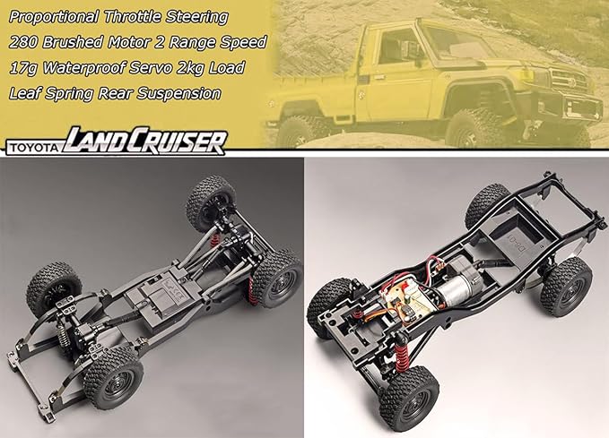 RC Truck 1/12 RC Rock Crawler 4x4 Toyota Land Cruiser Remote Control Pickup Off Road RTR 2.4GHz All Terrain with 280 Brushed Motor Proportional Throttle Steering for Adult MN-82