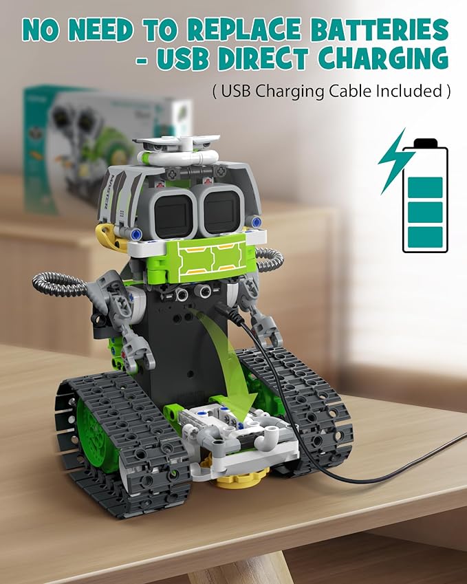 5in1 STEM AI Robot Toys Building Set 478Pcs APP &amp Remote Control Engineering Erector Blocks for Kids Age 6-8 Coding Interactive Educational Christmas Birthday Gift for 10-12 Year Boys &amp Girl