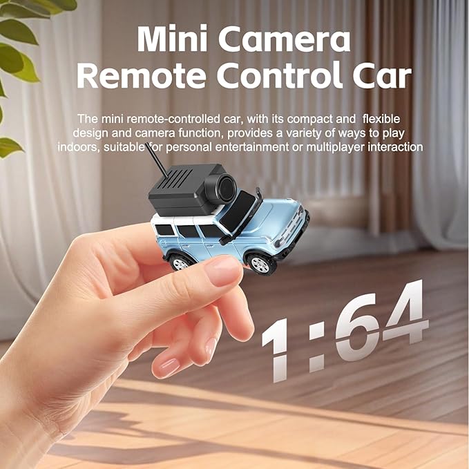 WLtoys Mini RC Car 1:64 Scale FPV RC Drift Car with 720P HD Camera 2.4GHz Transmitter and WiFi App Control with Gyro First Person Perspective Mini Racing Toys for Hobby RC(Blue)