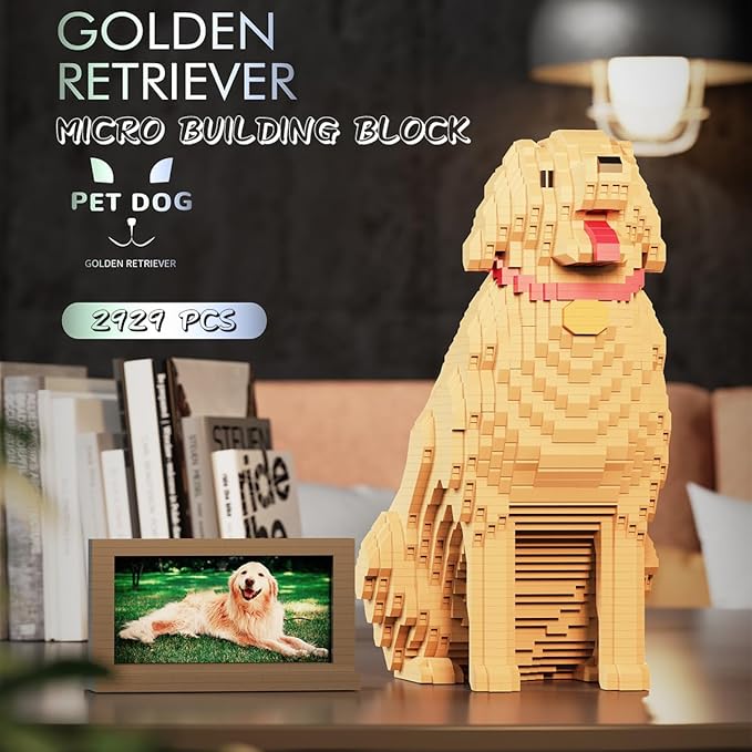 Animal Dog Series Golden Retriever Micro Building Blocks Set(2929PCS) Gift for Adults and Kids