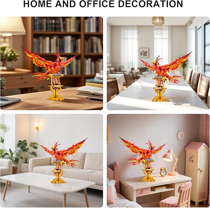 Magic Fire Phoenix Set Compatible with Lego 938PCS Fire Phoenix Toy Collection Model for Adults Christmas Birthday Gift for Kids Boys Girls