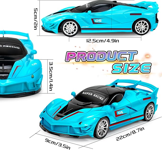 2 Pack Remote Control Car for Girls 3-5 1:18 Scale Hobby Rc Cars Toys for Kids Age 3 4 5 6 7 8-12 Year Old- Model Sports Racing Car with Headlights Birthday Easter Gifts for Kids Pink &amp Blue