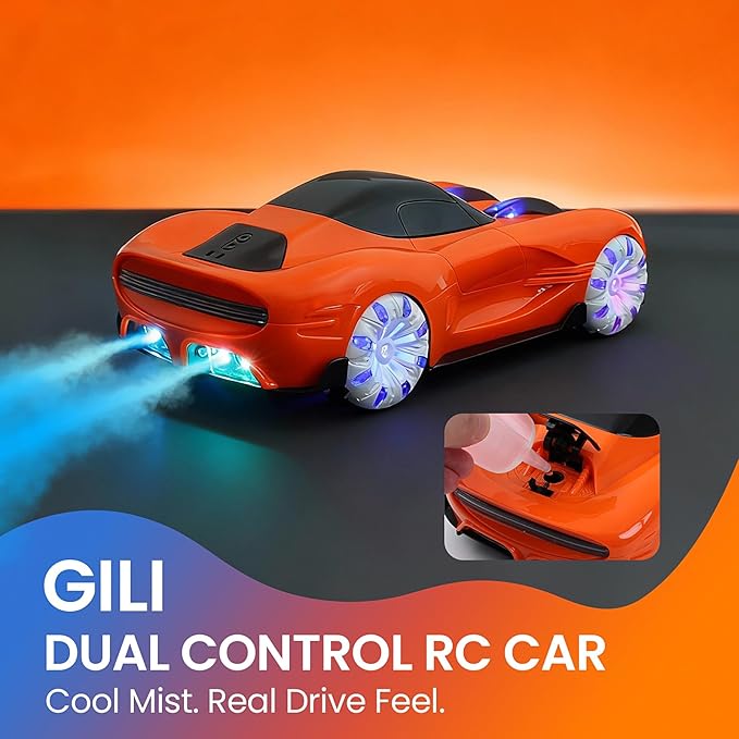 GILI RC Supercar for Kids Ages 3–8 – Dual Control Remote and Gesture – LED Lights 360 Spin Drift – Beginner Friendly – Exciting Birthday for Boys &amp Girls