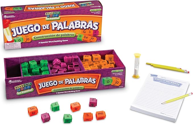 Learning Resources Juego de Palabras Spanish Reading Rods Word Game - Spanish Learning Board Games for Kids Bilingual Language Games