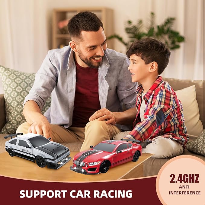 RC Drift Car Drifting RC Car for Adults 1/16 2.4GHz 4WD Remote Control Cars with Smoke LED Lights Rechargeable Battery and Drifting Tires Toy Cars for Boys Kids