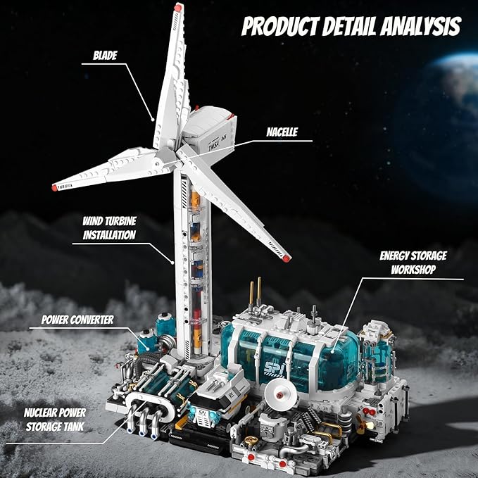 BNG Spcae Station Building Set for Adults Wind Power Station Space Block Set Home or Office Decor Creative Spaces Building Block Toy Sets for Teens Boys 8-14 (2288 PCS)
