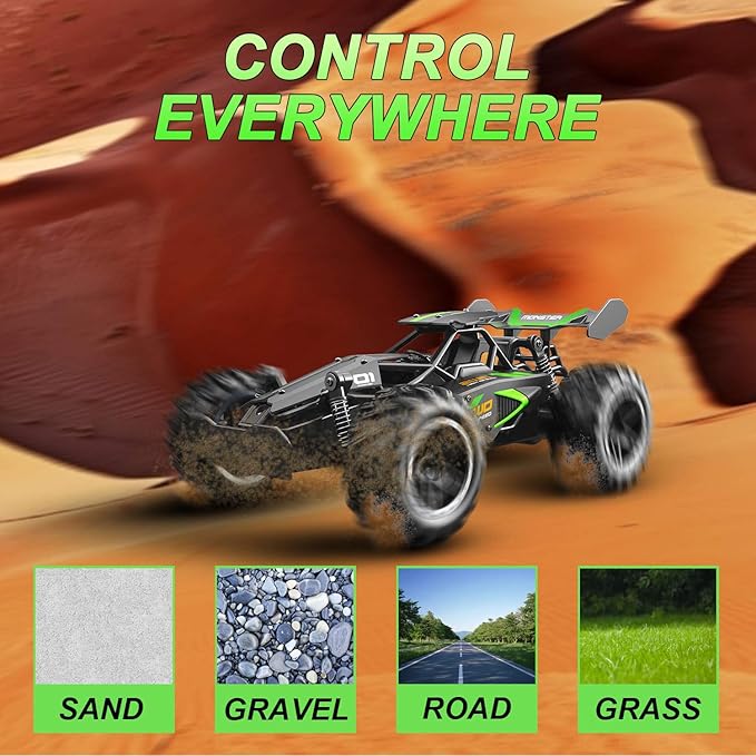 Remote Control Car RC Cars for boys age 8-12 Toys Cars for boys age 4-7 1:18 2.4Ghz Monster RC Truck Toys for Girls Off Road RC Crawler Easter Basket Stuffers Gifts for Kids(Black green)