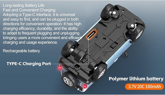 WLtoys 1:64 Mini RC Cars 2.4G FPV Remote Control Toy Car with 720P HD Camera Gyro LED Ambient Light APP Controlled Drifting Car for Adults (Blue)