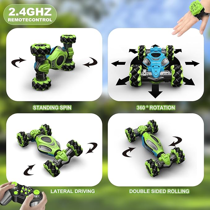 RC Cars1:12 Gesture Sensing Stunt Car Toys for Boys Girls 6-12 Year Old 4WD Hand Remote Control Toy 360° Rotate Transform Off-Road Drift with Lights Sound Birthday Xmas Gifts for Kids