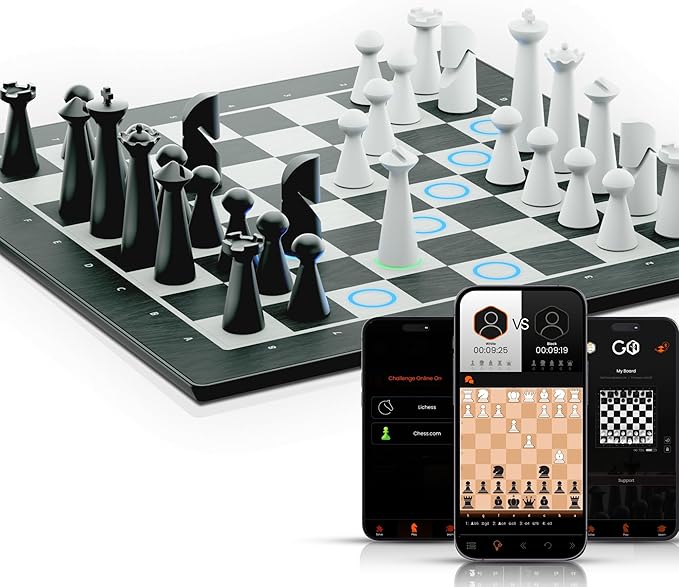 GoChess Mini - AI Electronic Chess Board Game Light Up Chess Set for Adults &amp Kids for All Skill Levels with Online Play App - Perfect as a Gift for Smart Board Games Lovers
