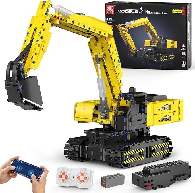 Mould King RC Excavator Building Sets 15061 Construction Engineering Model Kits with APP Remote Control Building Kits MOC Construction Vehicles Sets for Adult(1113PCS)