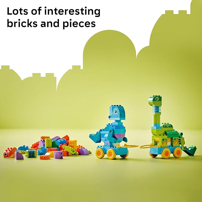 LEGO DUPLO Town 3 in 1 Dinosaurs on Wheels Learning Toy for Toddler Boys &amp Girls Ages 3+ - Building &amp Education Play Set Teaches Problem-Solving Skills Through Play - Preschool Gift Idea - 10