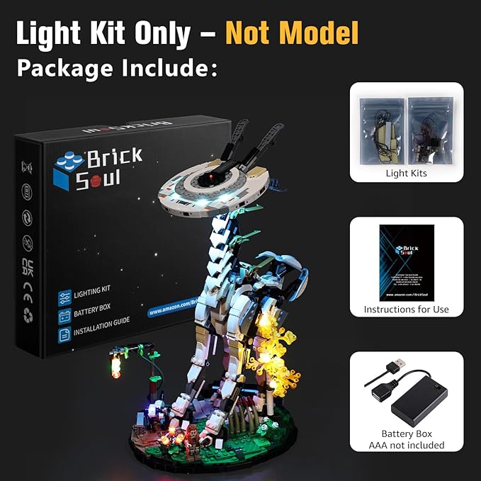 BrickSoul Light Up Kit Compatible with Lego 76989 Lighting Kits Compatible with Horizon Forbidden West:Tallneck Model Lights Only (Model Not Included) Classic Version