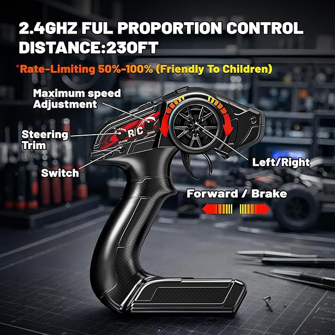 RC Cars 1:18 High-Speed RC Off-Road Truck for Adults &amp Boys36KM/H RC Car with Metal Drivetrain Dual Rechargeable Batteries Splash-Proof Electronics Portable Remote Control Car for Outdoor Fun