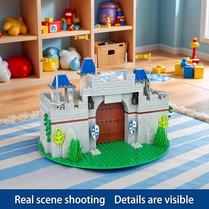 Usoway Medieval Knight Castle Building Blocks SetComes with 12 Knights FiguresCompatible with Lego Medieval Town Square Toysfor Adult and Children Ages 6+ 607016