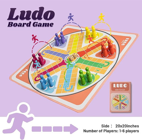 20 Inches Ludo Board Game2-6 Players Ludo Game for AdultsLudo &amp Parcheesi Board Games Suitable for Family Gathering &amp Party Night (Ludo Instruction Included)