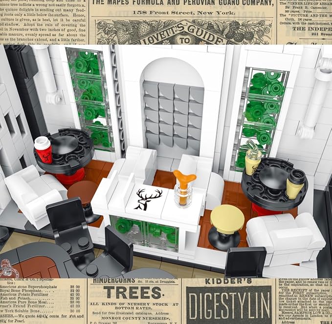 General Jim's Deers Bubble Tea Café with LED Light Kit Street View Modular City Building Block Bricks Great Gift for Teen and Adults