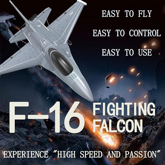 RC Plane 4 Channel RC Airplane 2.4Ghz RC Jet Ready to Fly F-16 Fighter Falcon Remote Control Airplane for Adults with X-Pilot Stabilizer System &amp One Key Aerobatic Best Gift for RC Hobbyist