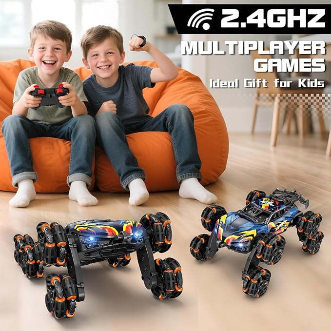 8 Wheels Hand Controlled RC Stunt Car Toys for Kids Ages 6 7 8-12 13 14 Year Old - 2.4Ghz Gesture Sensing Remote Control Cars for Boy Girl Birthday - Cool Spray &amp Lights &amp Music Climbing Stunt