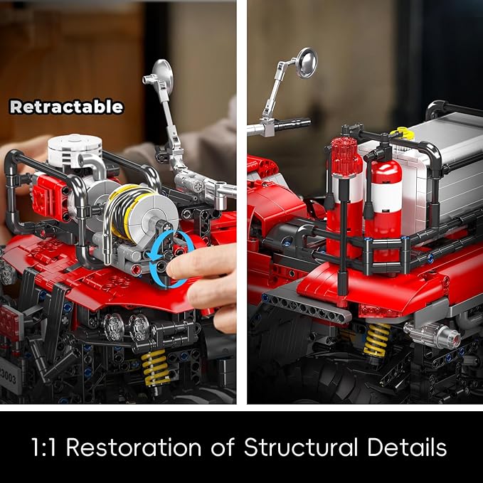 Mould King Fire Truck ATV Building Set 2100+ Pcs RC/APP Control All-Terrain Vehicle Building Blocks Kits That Run with Equipment Model Collectible Gift for Adults Teens
