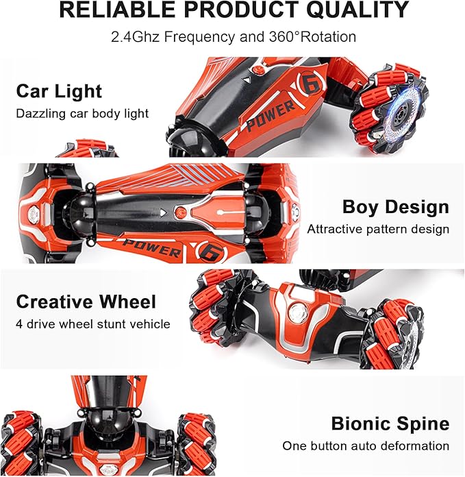 4WD Remote Control Gesture Sensor CarHand Controlled RC Stunt CarDouble-Sided Vehicle 360° Rotation with Light and Music RC Toy Cars for Aged 4-13 Boys and Girls Birthday