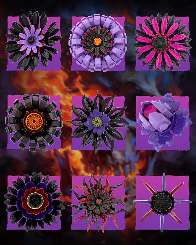 Dark Sunflowers Building Set with Vase Gothic Purple Flowers Van Gogh Sunflower for Home Decor Compatible with Lego Sunflower Botanicals Collection for Adults 1183 PCS