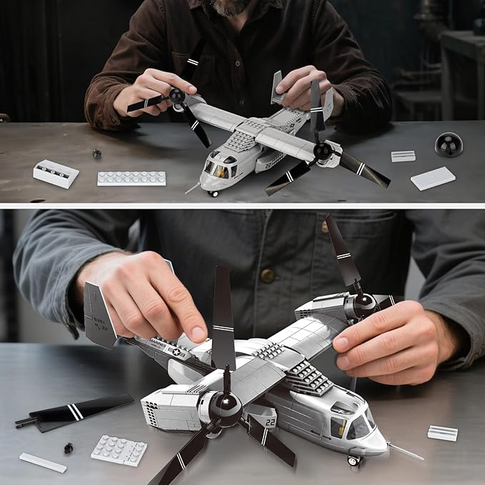 V22 Tiltrotor Aircraft Building Block Set Military Transport Plane Model- Compatible with Lego Military (460 PCS)
