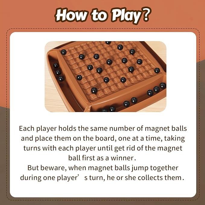 Magnet Game Magnetic Game Chess 40 Piceses Family Games for Kids and Adults Board Game for Kids 8-12 Family Games Night 2-4 Players Gifts for Teens Kid (Brown)