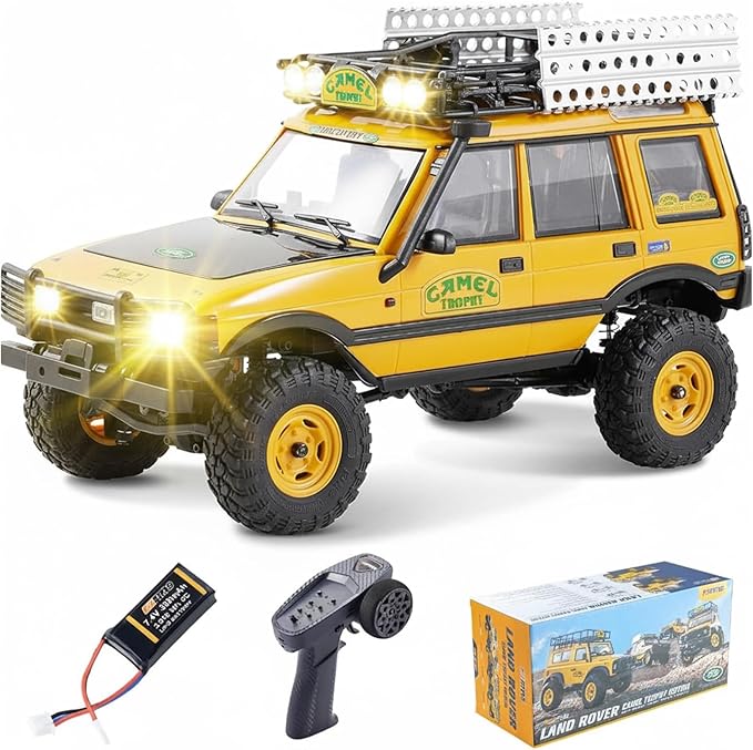 EAZYRC FMS 1/24 FCX24M RC Crawler RTR Land Rover Series with Licensed 1/24 RC Truck 4X4 Mini RC car with Lighting 2.4Ghz Remote ControlBattery (Discovery)