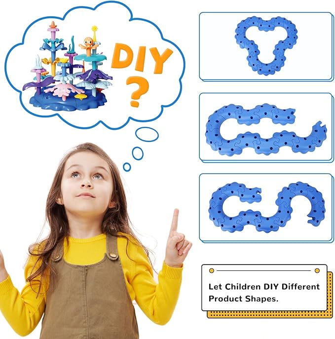 Coral Garden Flower Building Toys for for Toddlers 3-5 Year OldUpgrade DIY Building Blocks Toys for Ages 3-4 GirlsEducational STEM Christmas Birthday Gift for Kids(136PCS)