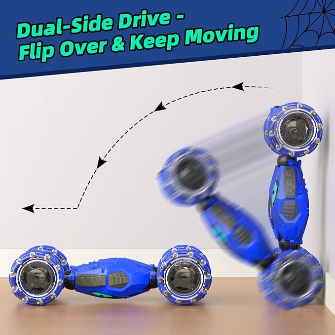 VisionX Unique 2.4GHz 4WD 360° Rotating Gesture Sensing RC Stunt Cars for Boys and Girls Ages 6-12 Double‑Sided Driving RC Drift Car Birthday and Christmas Cool Car Toys Gifts for Kids 2 Batteries