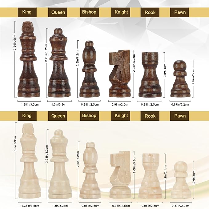 Magnetic Wooden Chess Set for Adults Kids 17'' Chess Board with Handmade Pieces Folding Portable Travel Unique Chess Sets Game for Tournament Professional Beginner
