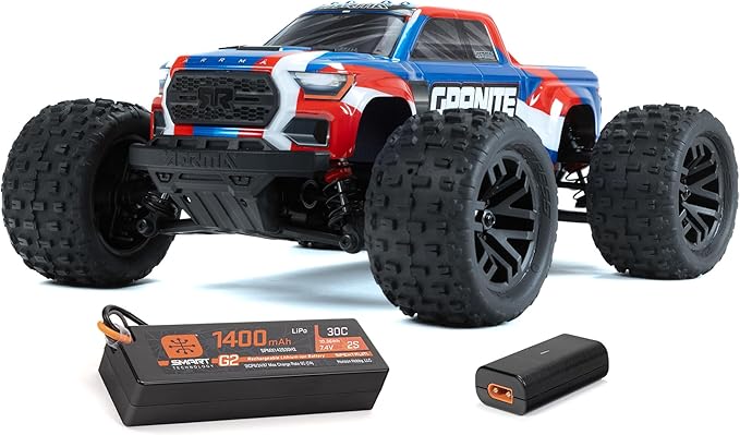 ARRMA RC Truck 1/18 Granite GROM MEGA 380 Brushed 4X4 Monster Truck RTR with Battery &amp Charger Blue ARA2102T1