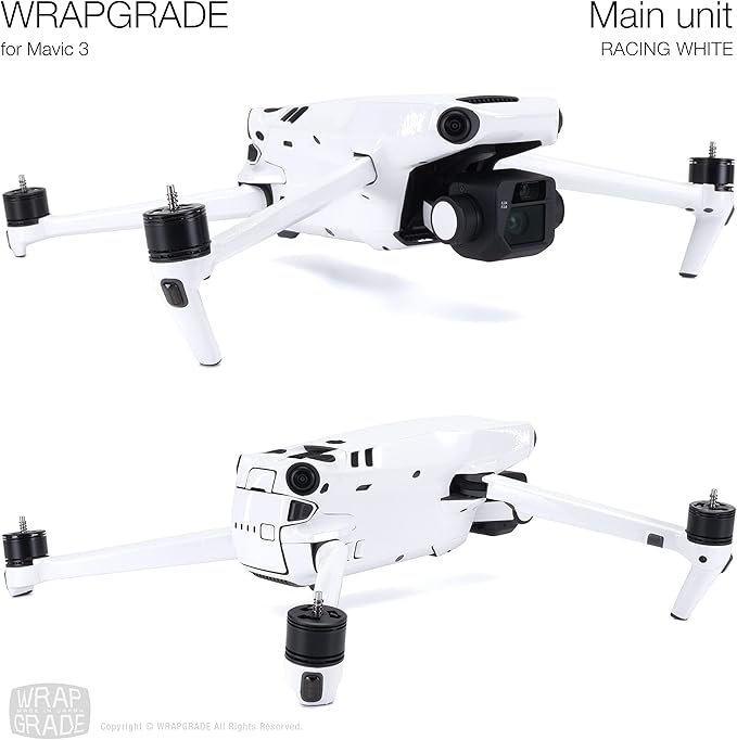 WRAPGRADE Full Skin Stickers for DJI Mavic 3 / Mavic 3 Classic (RACING WHITE)