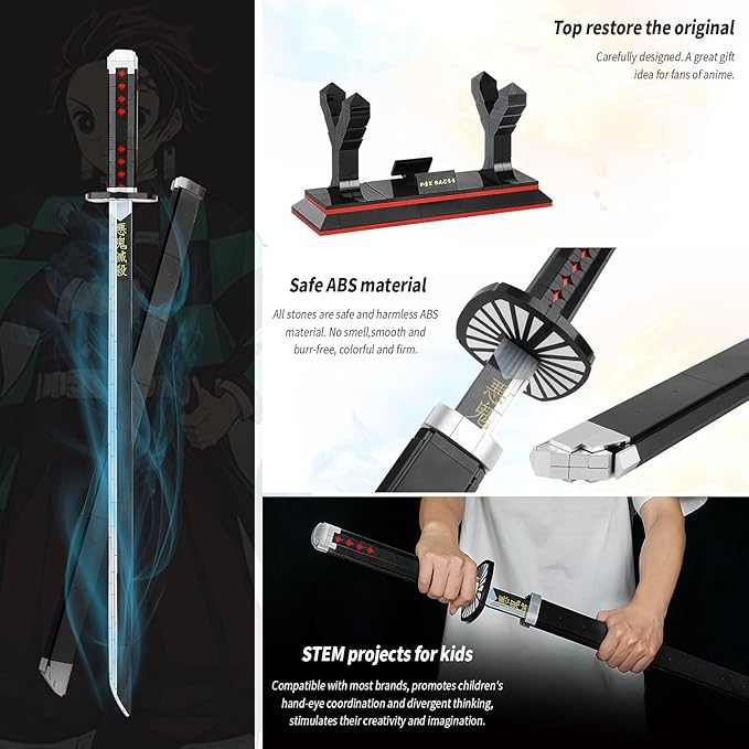 TOY PLAYER Kamado Tanjirou Sword Building Set Compatible with Lego Katana Building Block Set Gift for Adult