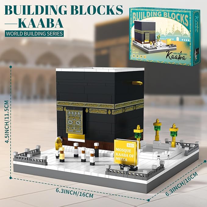 Mosque Kaaba of Mecca Building Blocks Sets Islamic Architecture Model Toys for Adults and Kids World Famous Landmark Building Kits Eid Gifts for Muslim 446PCS