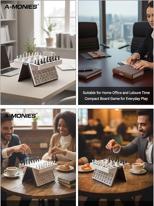 3D Hangman Book 3D Printed Magnetic Chess Book Board Game Portable Folding Playbook Design Travel Style Board Games Backgammon Novelty Books Shaped Games for Adults with Storage