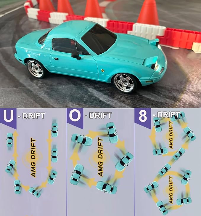RC Drift Car 1/18 Scale LDRC Drift Car with Gyro Hobby RC Car for Adult RWD Drifting 2.4 GHz Gyroscope Proportional Throttle Steering Metal Drive Shafts Blinking Headlights LD1804