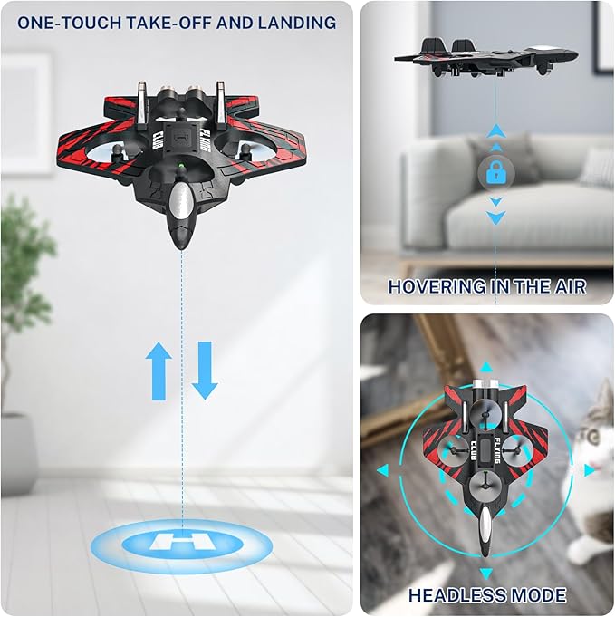 RC Plane - RC Airplane Fighter Foam Remote Control Airplanes RC Plane Fighter Jet with Auto Hover Headless Mode 3D Flip Colorful LED Lights &amp 3 Batteries