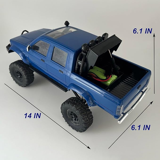 WPL C64-1 RC Crawler 4x4 RC Truck 1/16 Scale Remote Control Rock Crawler Off Road with Axle Mounted Servo 260 Motor Upgraded Chassis Fully Proportional 2 Batteries Hobby Toy for Adult