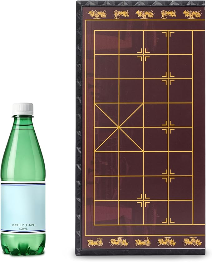Yellow Mountain Imports Large Chinese Chess (Xiangqi) Magnetic Travel Board Game Set (14.6-inch) with Black Playing Pieces