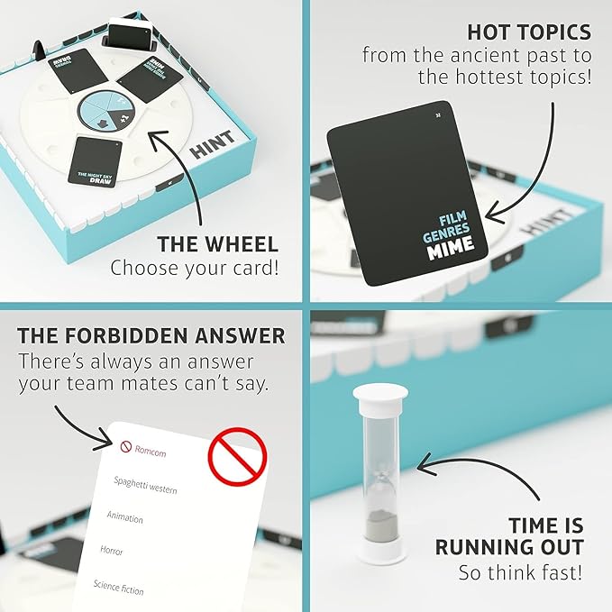 Bezzerwizzer HINT Party Game (US Edition) - A Fun and Creative Hinting Game for Hours of Laughter and Entertainment! Great for Family Game Night Ages 14+ 4+ Players 45 Minute Playtime Made