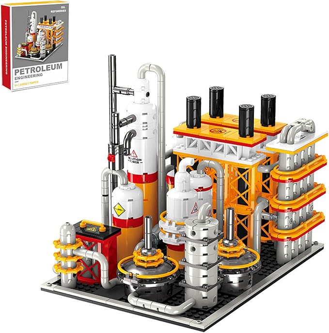 City Gas Station Building JJ9223 Set 743pcs Modular Chemical Plant Bricks Kit with Storage Tank &amp Lab Compatible with Lego City MOC Display Model for Adults &amp Kids Age 6+