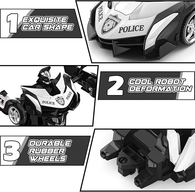 BLUEJAY Transform Rc Cars for Boys 4-7 8-12 2.4Ghz Remote Control Car 1:18 Scale Transforming Robot One-Button Deformation 360° Rotation Car Toy Gifts for Boys 3-5