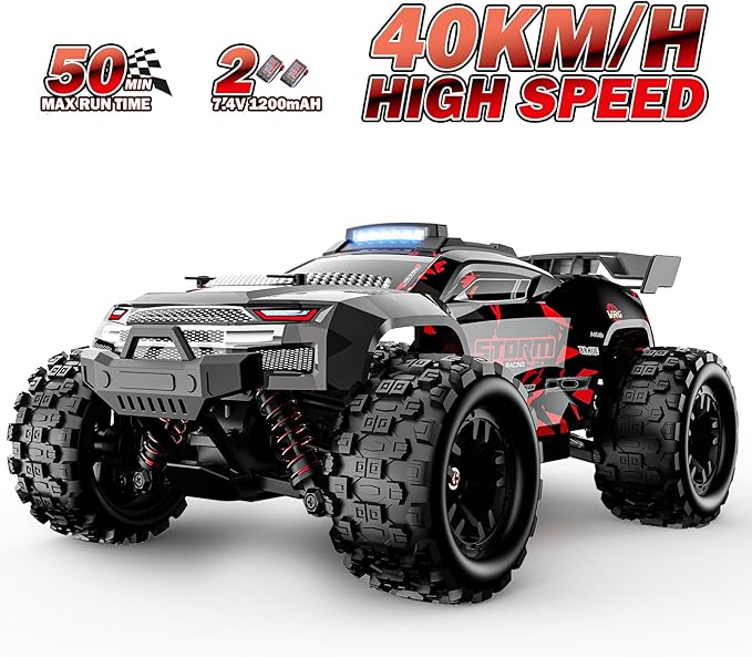 KGF 1:18 Scale All Terrain RC Cars 40km/h High Speed Remote Control Car 2.4Ghz RC Car Toys Gifts for Kids and Adults 4WD Electric Vehicle with 2 Rechargeable Batteries Off Road Monster Truck